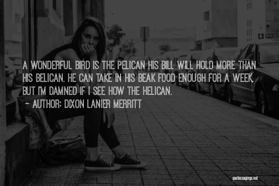 Dixon Lanier Merritt Quotes: A Wonderful Bird Is The Pelican His Bill Will Hold More Than His Belican. He Can Take In His Beak