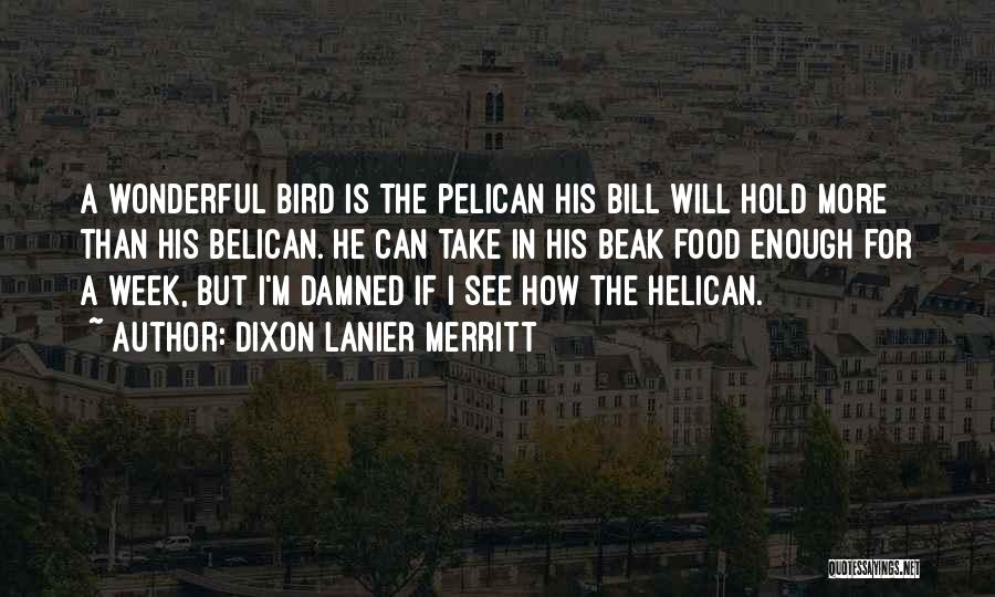 Dixon Lanier Merritt Quotes: A Wonderful Bird Is The Pelican His Bill Will Hold More Than His Belican. He Can Take In His Beak