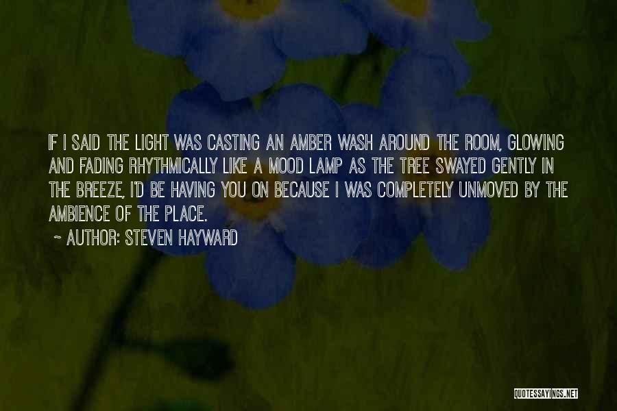 Steven Hayward Quotes: If I Said The Light Was Casting An Amber Wash Around The Room, Glowing And Fading Rhythmically Like A Mood