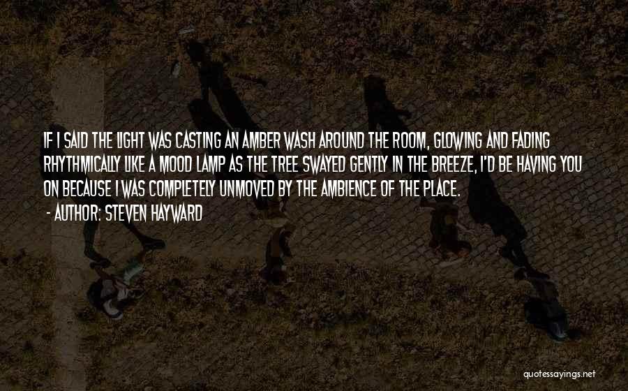 Steven Hayward Quotes: If I Said The Light Was Casting An Amber Wash Around The Room, Glowing And Fading Rhythmically Like A Mood