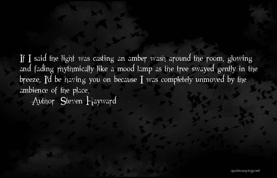 Steven Hayward Quotes: If I Said The Light Was Casting An Amber Wash Around The Room, Glowing And Fading Rhythmically Like A Mood