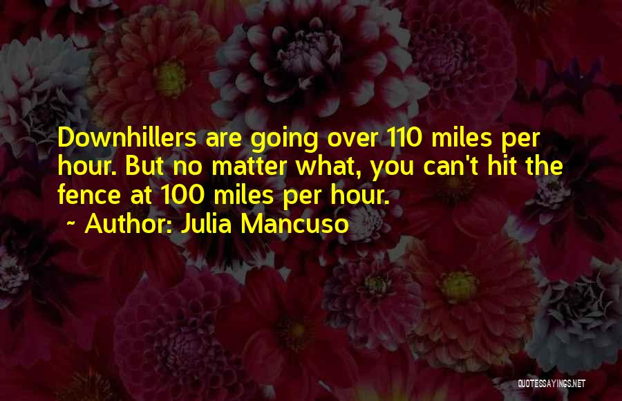 Julia Mancuso Quotes: Downhillers Are Going Over 110 Miles Per Hour. But No Matter What, You Can't Hit The Fence At 100 Miles