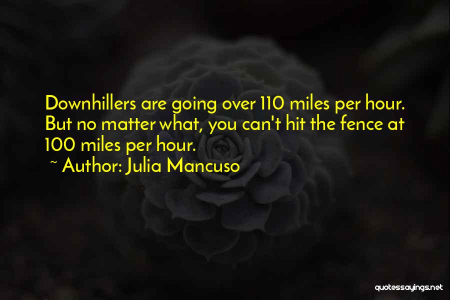 Julia Mancuso Quotes: Downhillers Are Going Over 110 Miles Per Hour. But No Matter What, You Can't Hit The Fence At 100 Miles