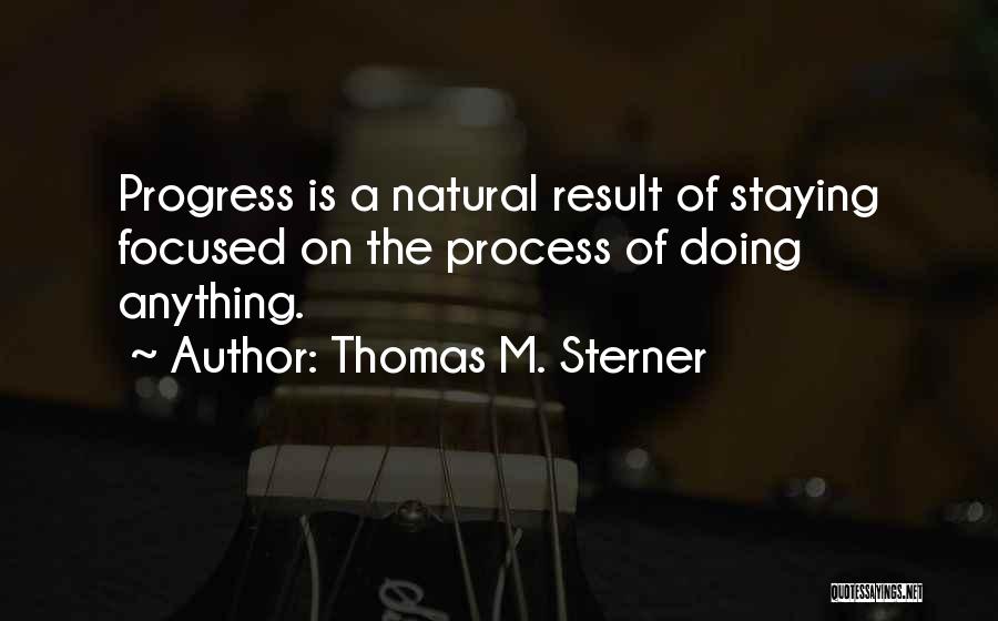 Thomas M. Sterner Quotes: Progress Is A Natural Result Of Staying Focused On The Process Of Doing Anything.