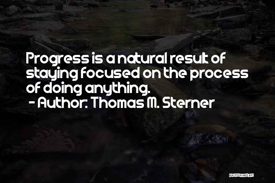 Thomas M. Sterner Quotes: Progress Is A Natural Result Of Staying Focused On The Process Of Doing Anything.