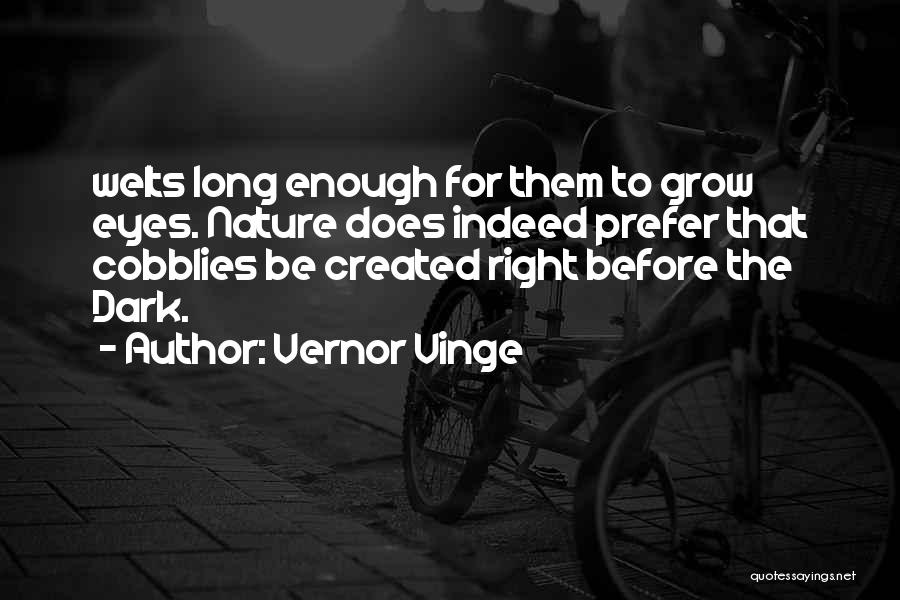 Vernor Vinge Quotes: Welts Long Enough For Them To Grow Eyes. Nature Does Indeed Prefer That Cobblies Be Created Right Before The Dark.