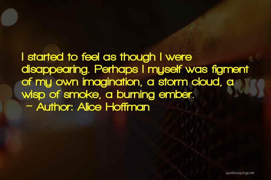 Alice Hoffman Quotes: I Started To Feel As Though I Were Disappearing. Perhaps I Myself Was Figment Of My Own Imagination, A Storm