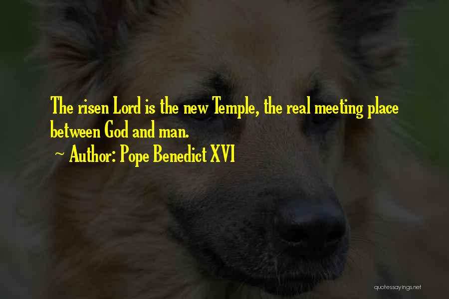Pope Benedict XVI Quotes: The Risen Lord Is The New Temple, The Real Meeting Place Between God And Man.