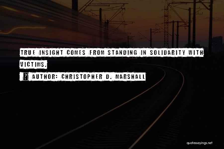 Christopher D. Marshall Quotes: True Insight Comes From Standing In Solidarity With Victims.