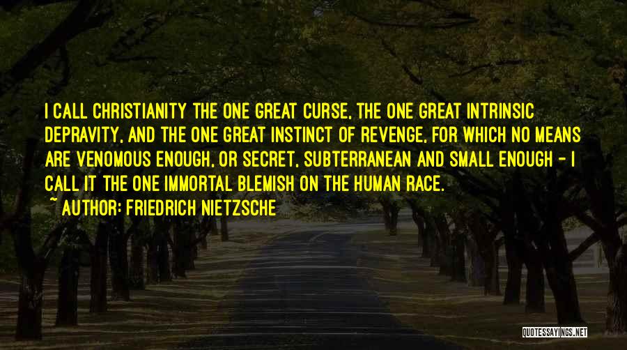 Friedrich Nietzsche Quotes: I Call Christianity The One Great Curse, The One Great Intrinsic Depravity, And The One Great Instinct Of Revenge, For