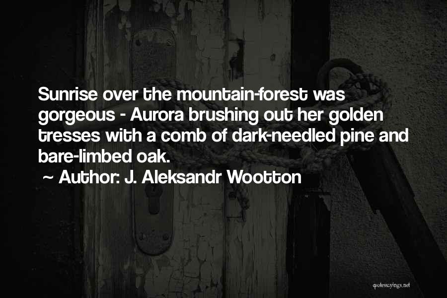 J. Aleksandr Wootton Quotes: Sunrise Over The Mountain-forest Was Gorgeous - Aurora Brushing Out Her Golden Tresses With A Comb Of Dark-needled Pine And