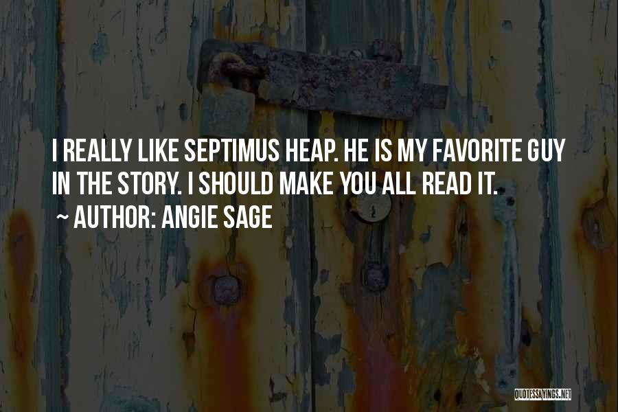 Angie Sage Quotes: I Really Like Septimus Heap. He Is My Favorite Guy In The Story. I Should Make You All Read It.