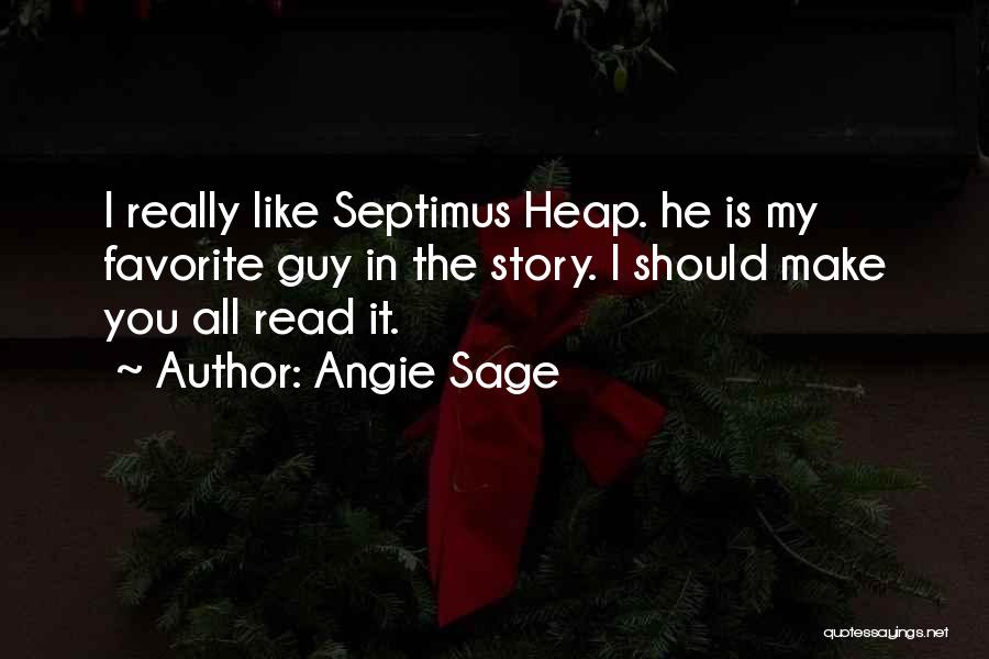 Angie Sage Quotes: I Really Like Septimus Heap. He Is My Favorite Guy In The Story. I Should Make You All Read It.