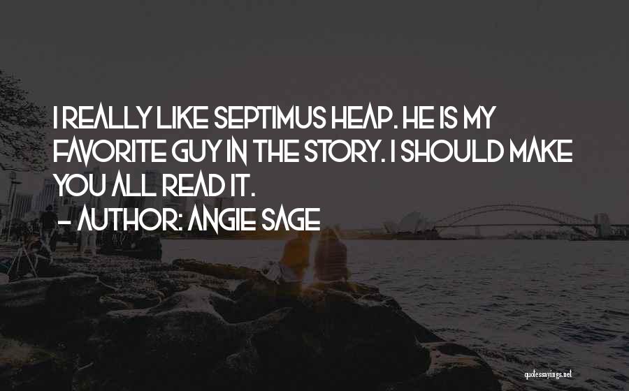 Angie Sage Quotes: I Really Like Septimus Heap. He Is My Favorite Guy In The Story. I Should Make You All Read It.