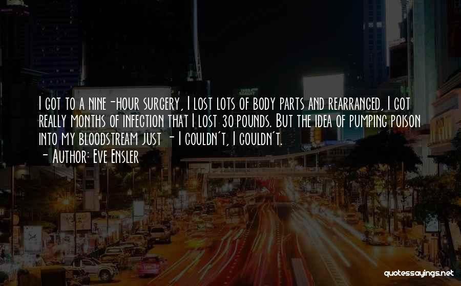 Eve Ensler Quotes: I Got To A Nine-hour Surgery, I Lost Lots Of Body Parts And Rearranged, I Got Really Months Of Infection
