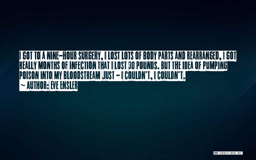 Eve Ensler Quotes: I Got To A Nine-hour Surgery, I Lost Lots Of Body Parts And Rearranged, I Got Really Months Of Infection