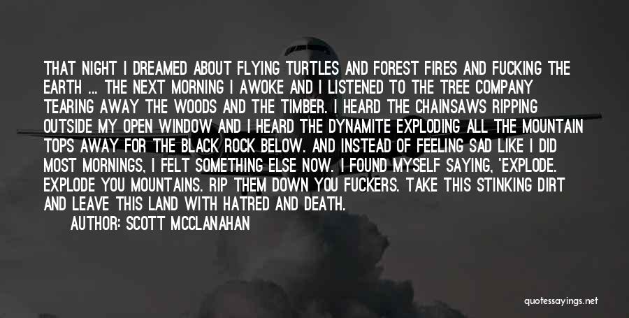 Scott McClanahan Quotes: That Night I Dreamed About Flying Turtles And Forest Fires And Fucking The Earth ... The Next Morning I Awoke