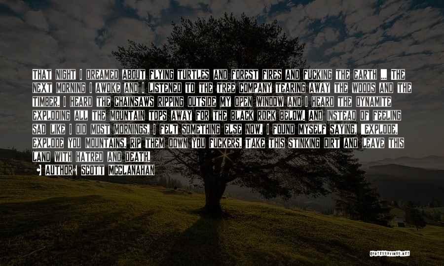 Scott McClanahan Quotes: That Night I Dreamed About Flying Turtles And Forest Fires And Fucking The Earth ... The Next Morning I Awoke