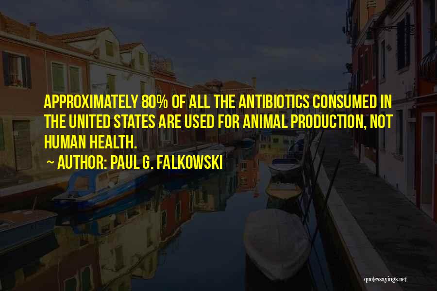 Paul G. Falkowski Quotes: Approximately 80% Of All The Antibiotics Consumed In The United States Are Used For Animal Production, Not Human Health.