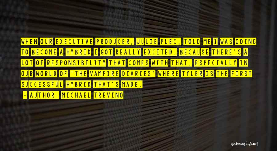Michael Trevino Quotes: When Our Executive Producer, Julie Plec, Told Me I Was Going To Become A Hybrid I Got Really Excited. Because