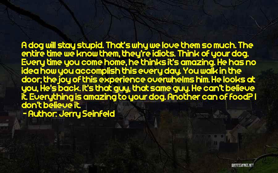 Jerry Seinfeld Quotes: A Dog Will Stay Stupid. That's Why We Love Them So Much. The Entire Time We Know Them, They're Idiots.