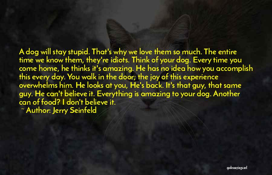 Jerry Seinfeld Quotes: A Dog Will Stay Stupid. That's Why We Love Them So Much. The Entire Time We Know Them, They're Idiots.