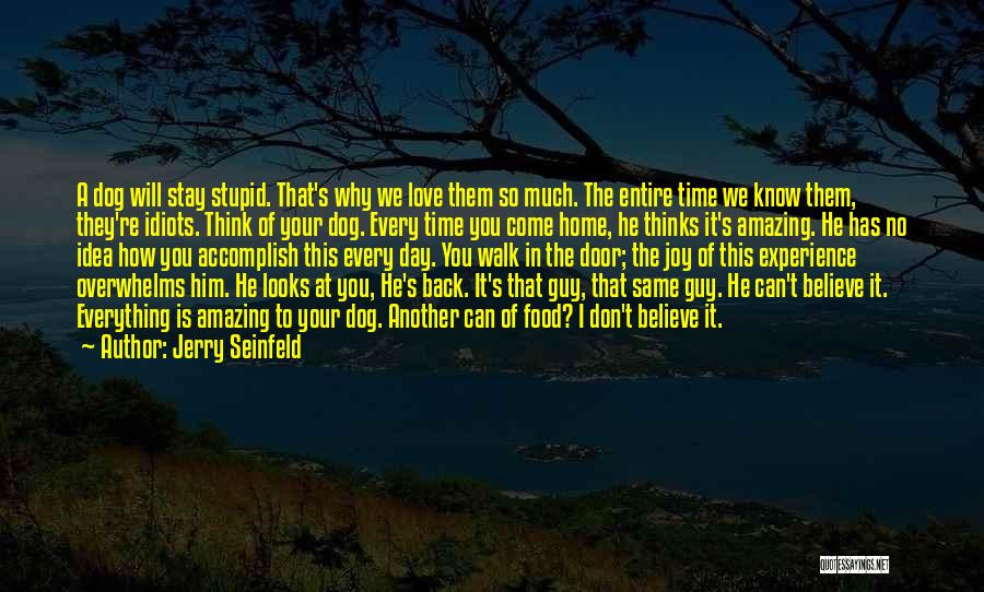 Jerry Seinfeld Quotes: A Dog Will Stay Stupid. That's Why We Love Them So Much. The Entire Time We Know Them, They're Idiots.