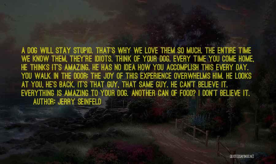 Jerry Seinfeld Quotes: A Dog Will Stay Stupid. That's Why We Love Them So Much. The Entire Time We Know Them, They're Idiots.