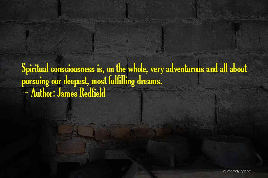 James Redfield Quotes: Spiritual Consciousness Is, On The Whole, Very Adventurous And All About Pursuing Our Deepest, Most Fulfilling Dreams.