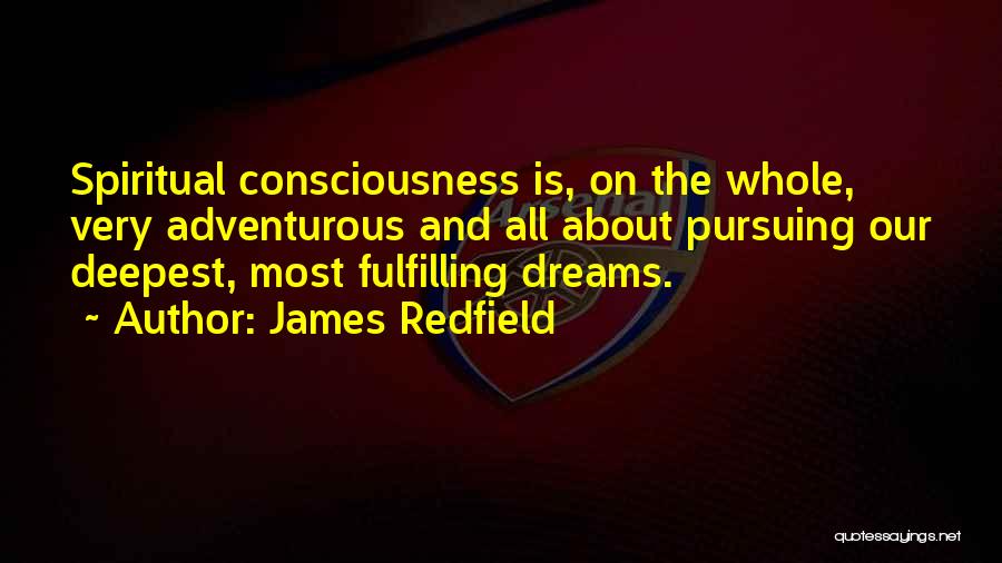 James Redfield Quotes: Spiritual Consciousness Is, On The Whole, Very Adventurous And All About Pursuing Our Deepest, Most Fulfilling Dreams.
