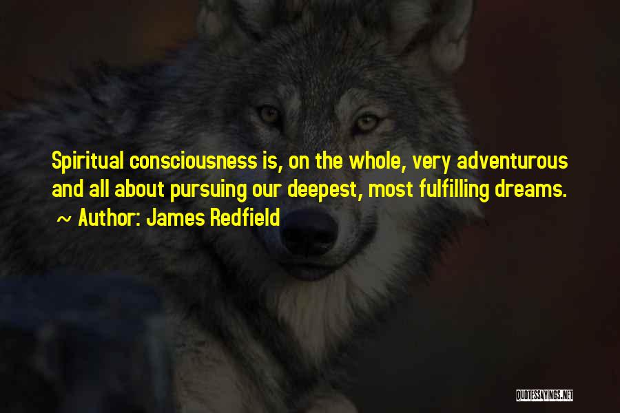 James Redfield Quotes: Spiritual Consciousness Is, On The Whole, Very Adventurous And All About Pursuing Our Deepest, Most Fulfilling Dreams.