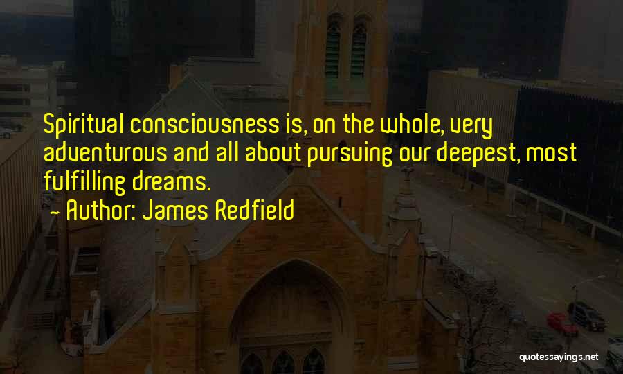 James Redfield Quotes: Spiritual Consciousness Is, On The Whole, Very Adventurous And All About Pursuing Our Deepest, Most Fulfilling Dreams.