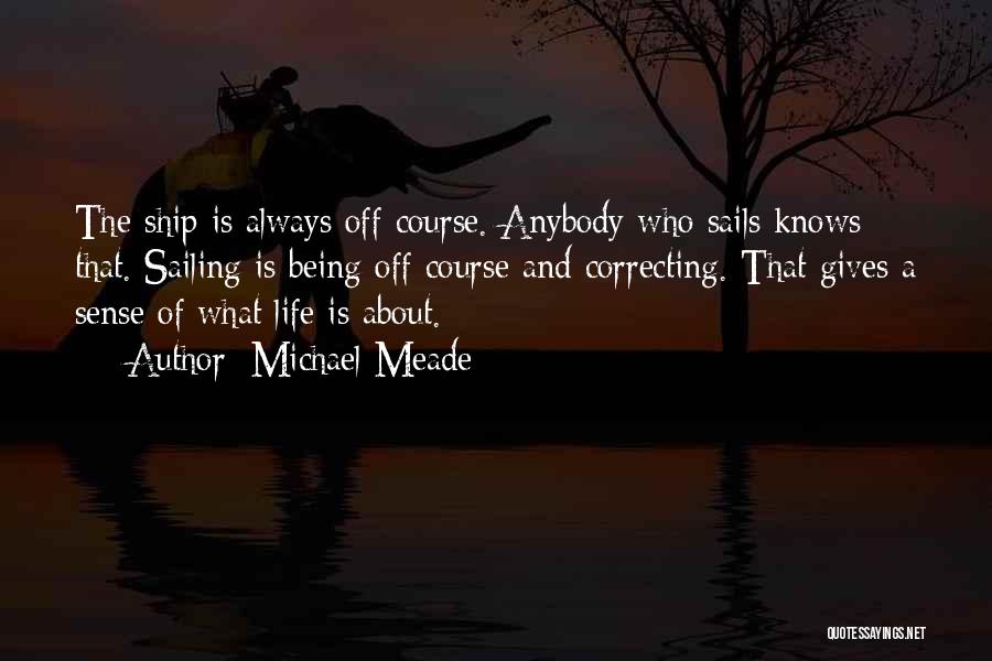 Michael Meade Quotes: The Ship Is Always Off Course. Anybody Who Sails Knows That. Sailing Is Being Off Course And Correcting. That Gives