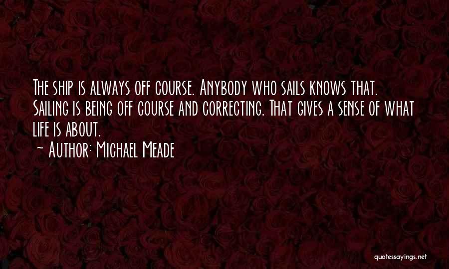 Michael Meade Quotes: The Ship Is Always Off Course. Anybody Who Sails Knows That. Sailing Is Being Off Course And Correcting. That Gives