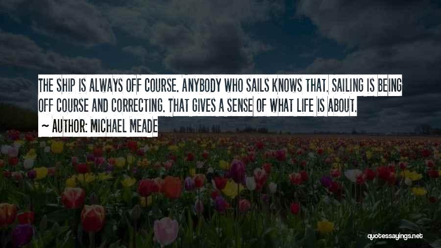 Michael Meade Quotes: The Ship Is Always Off Course. Anybody Who Sails Knows That. Sailing Is Being Off Course And Correcting. That Gives