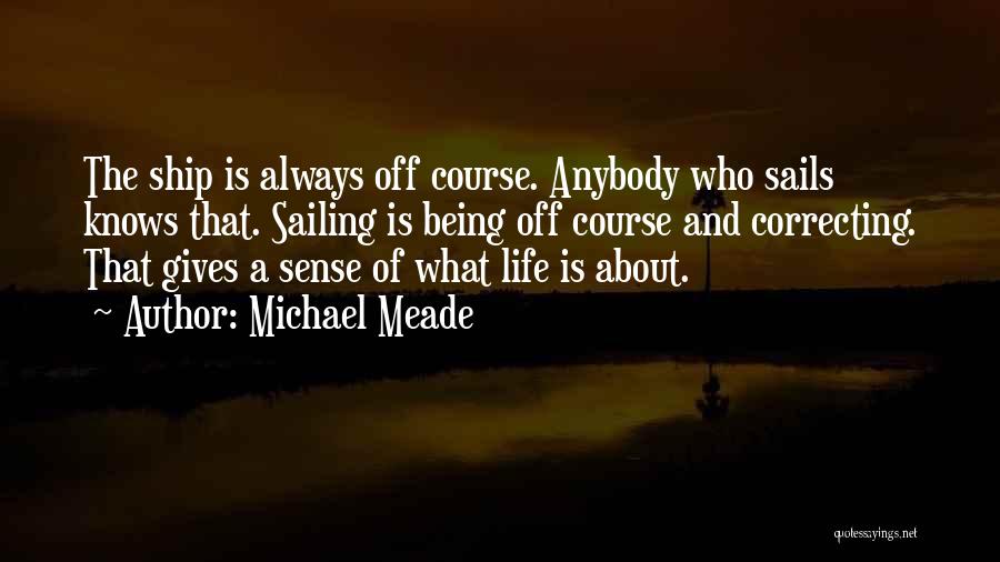 Michael Meade Quotes: The Ship Is Always Off Course. Anybody Who Sails Knows That. Sailing Is Being Off Course And Correcting. That Gives