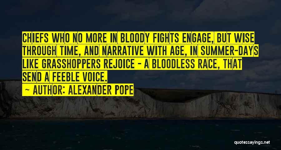 Alexander Pope Quotes: Chiefs Who No More In Bloody Fights Engage, But Wise Through Time, And Narrative With Age, In Summer-days Like Grasshoppers