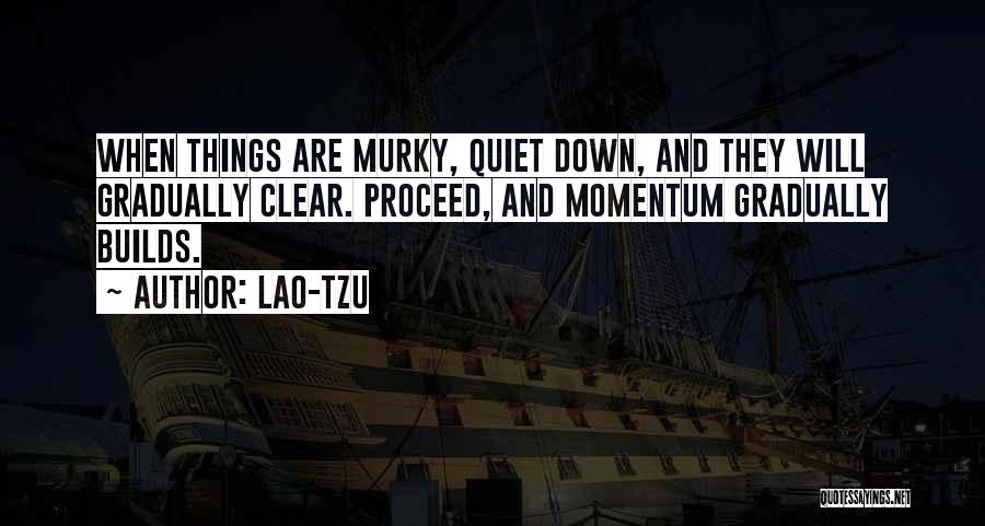 Lao-Tzu Quotes: When Things Are Murky, Quiet Down, And They Will Gradually Clear. Proceed, And Momentum Gradually Builds.