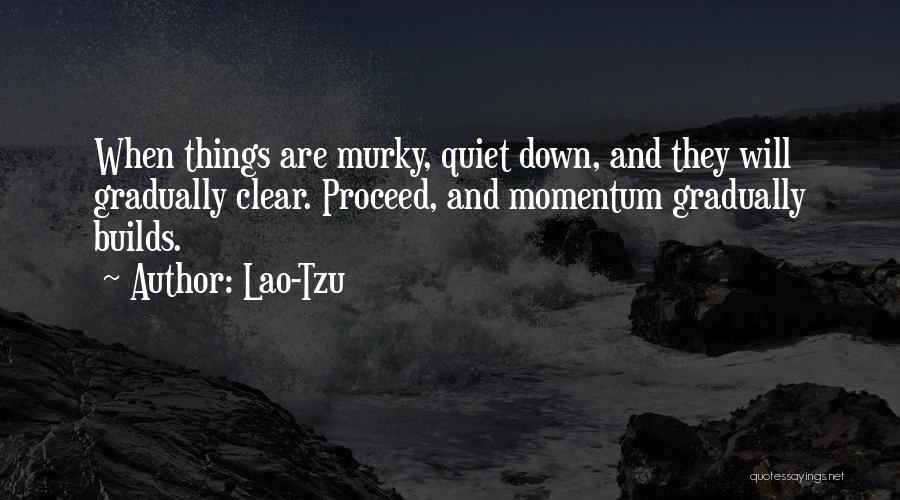 Lao-Tzu Quotes: When Things Are Murky, Quiet Down, And They Will Gradually Clear. Proceed, And Momentum Gradually Builds.