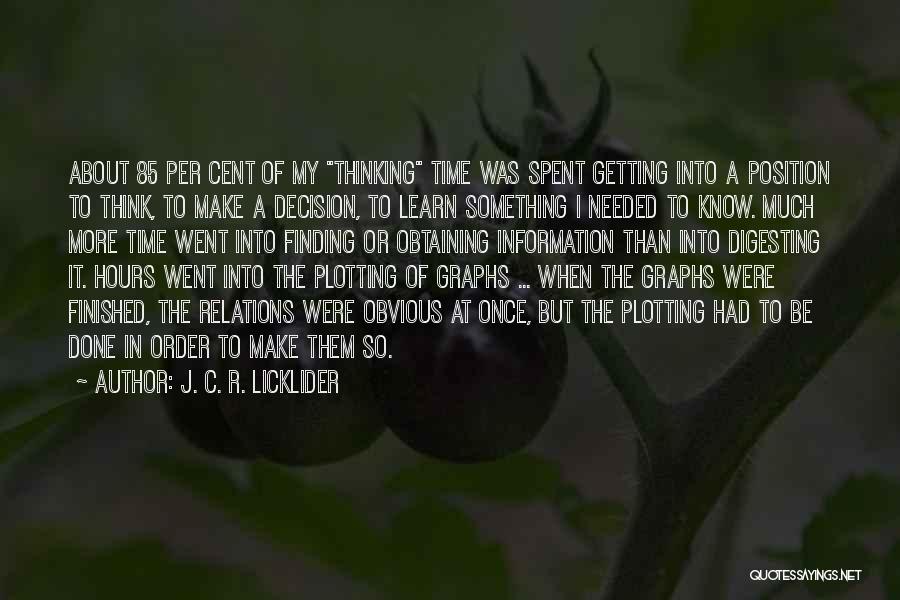 J. C. R. Licklider Quotes: About 85 Per Cent Of My Thinking Time Was Spent Getting Into A Position To Think, To Make A Decision,