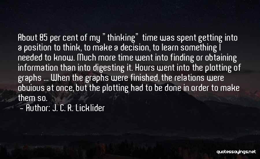 J. C. R. Licklider Quotes: About 85 Per Cent Of My Thinking Time Was Spent Getting Into A Position To Think, To Make A Decision,