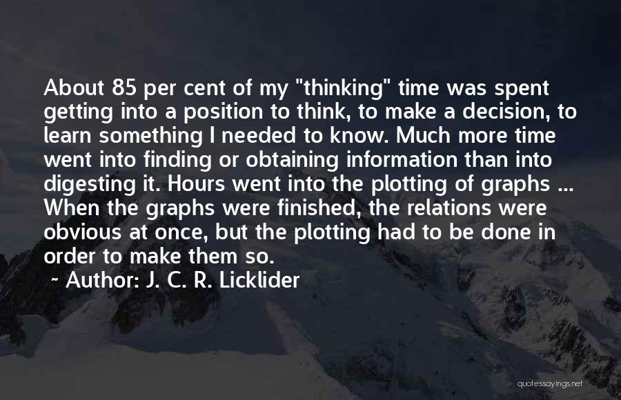 J. C. R. Licklider Quotes: About 85 Per Cent Of My Thinking Time Was Spent Getting Into A Position To Think, To Make A Decision,
