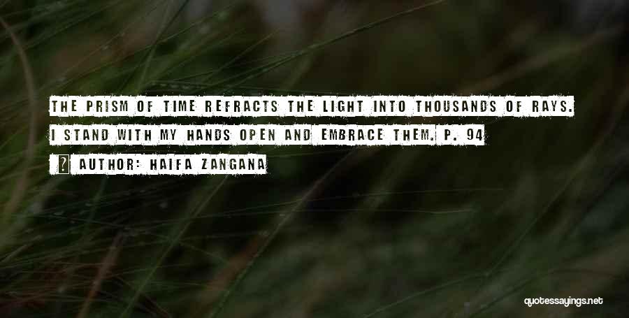 Haifa Zangana Quotes: The Prism Of Time Refracts The Light Into Thousands Of Rays. I Stand With My Hands Open And Embrace Them.