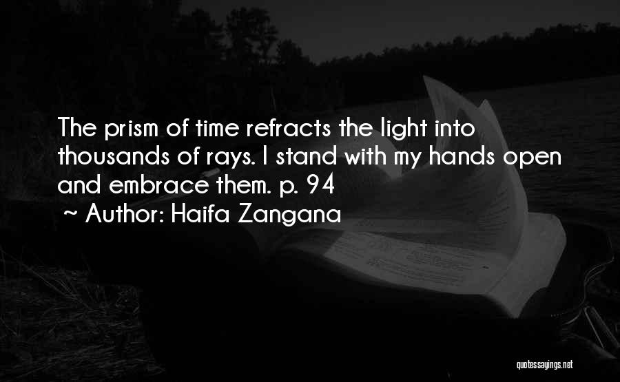 Haifa Zangana Quotes: The Prism Of Time Refracts The Light Into Thousands Of Rays. I Stand With My Hands Open And Embrace Them.