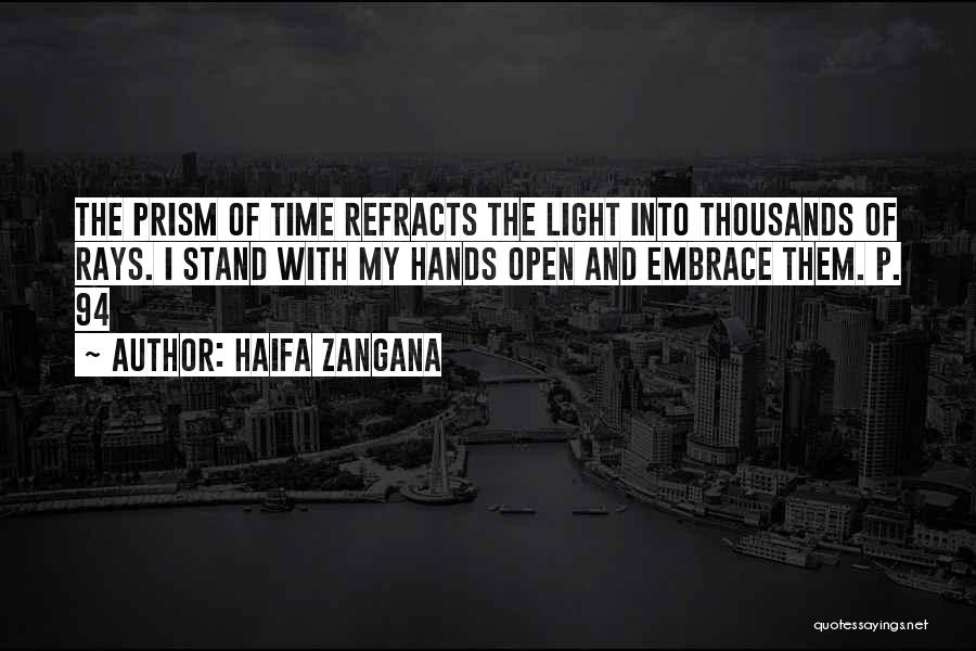 Haifa Zangana Quotes: The Prism Of Time Refracts The Light Into Thousands Of Rays. I Stand With My Hands Open And Embrace Them.