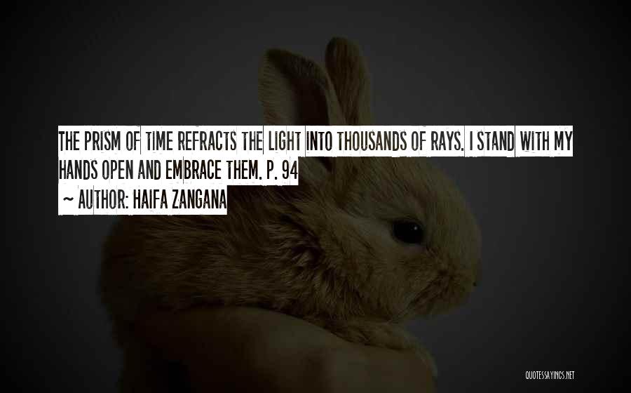 Haifa Zangana Quotes: The Prism Of Time Refracts The Light Into Thousands Of Rays. I Stand With My Hands Open And Embrace Them.