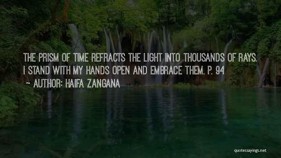 Haifa Zangana Quotes: The Prism Of Time Refracts The Light Into Thousands Of Rays. I Stand With My Hands Open And Embrace Them.