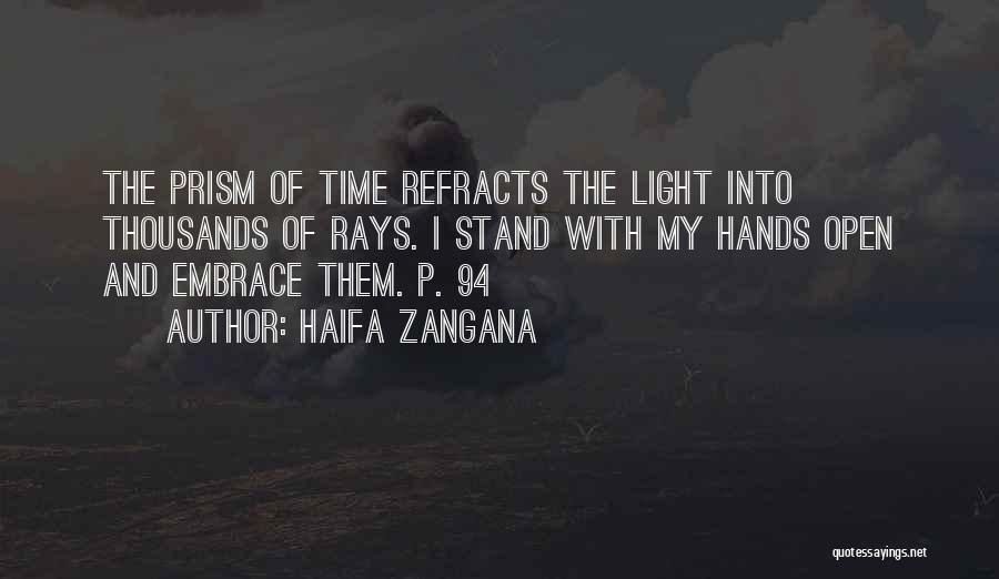 Haifa Zangana Quotes: The Prism Of Time Refracts The Light Into Thousands Of Rays. I Stand With My Hands Open And Embrace Them.