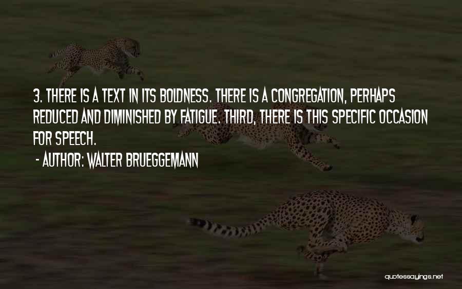 Walter Brueggemann Quotes: 3. There Is A Text In Its Boldness. There Is A Congregation, Perhaps Reduced And Diminished By Fatigue. Third, There