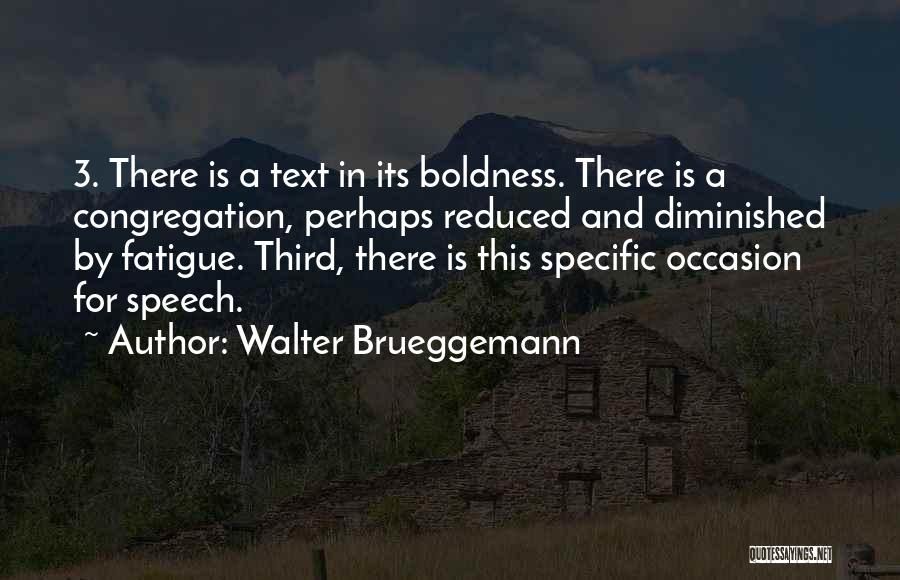 Walter Brueggemann Quotes: 3. There Is A Text In Its Boldness. There Is A Congregation, Perhaps Reduced And Diminished By Fatigue. Third, There